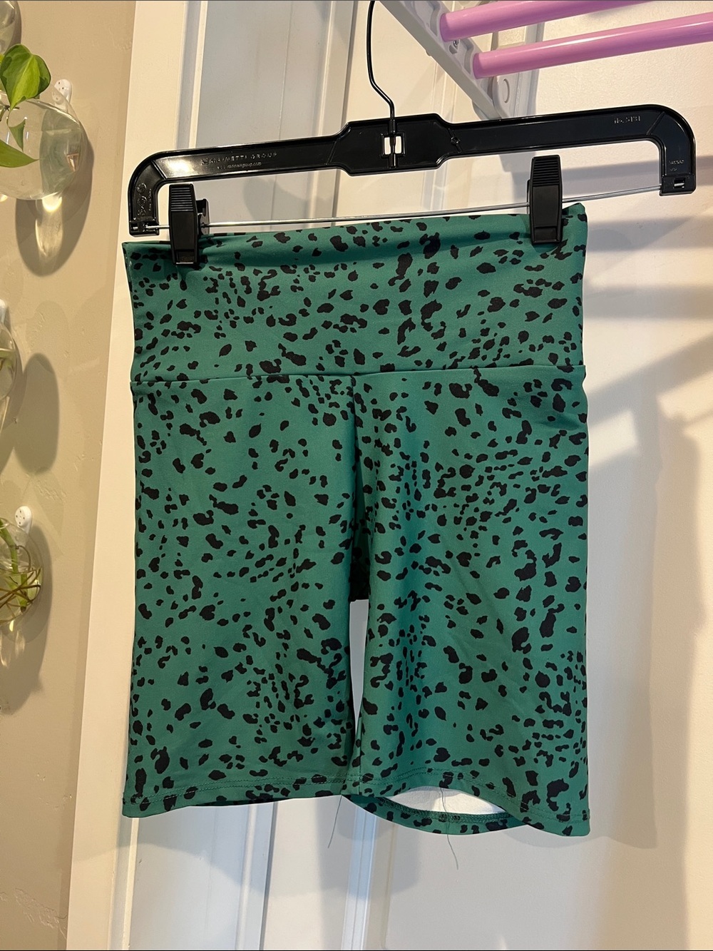 Women’s Green Leopard Print Bike Shorts